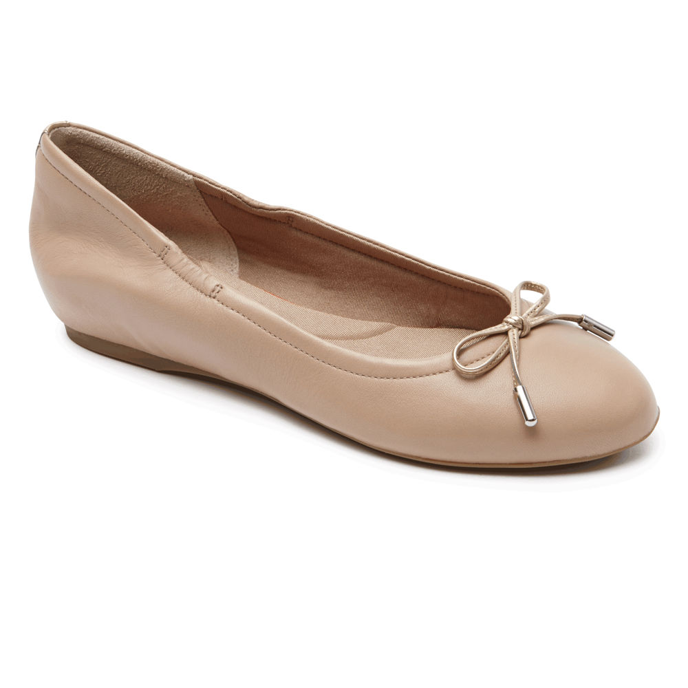 Rockport Singapore Womens Flats - Total Motion Hidden Wedge Tied Ballet Pink - HE7986253